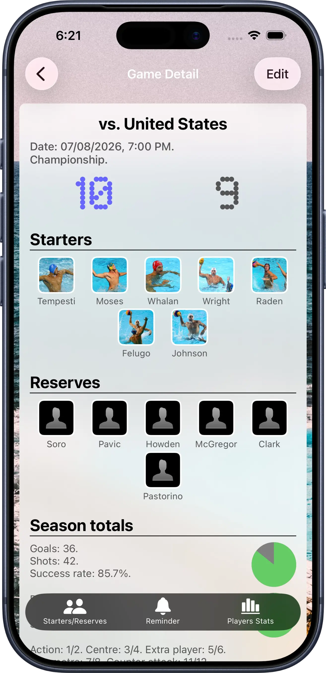 Assistant Coach Water Polo app